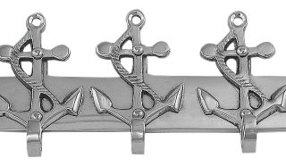 Schlüsselhaken mit 3 Ankern vernickelt | Maritime Wanddeko